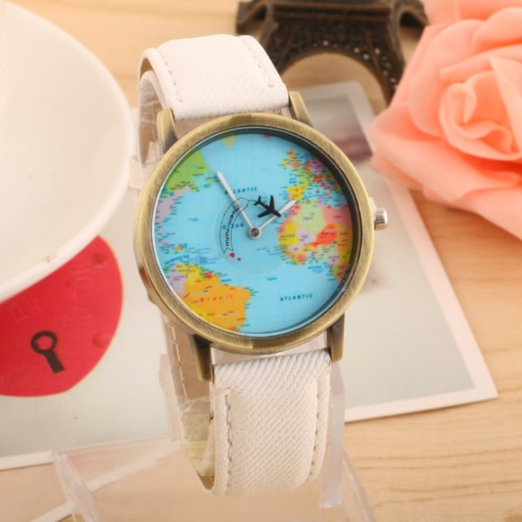 NEW Unisex World Map Plane Quartz Watch - Picture 6 of 6